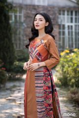 Áo dài linen DANON - Cam