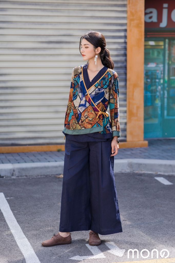 Áo Kimono 2 lớp - Cam - Họa tiết