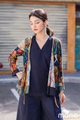 Áo Kimono 2 lớp - Cam - Họa tiết