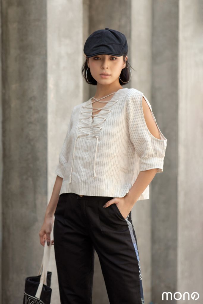 Áo SUNY đan dây cổ