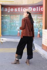 Áo vest nhung layer - Cam đất