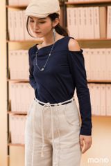 ÁO THUN XẺ VAI BASIC - Navy