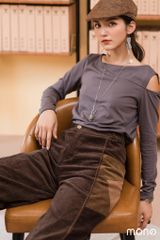 ÁO THUN XẺ VAI BASIC - GHI