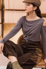 ÁO THUN XẺ VAI BASIC - GHI