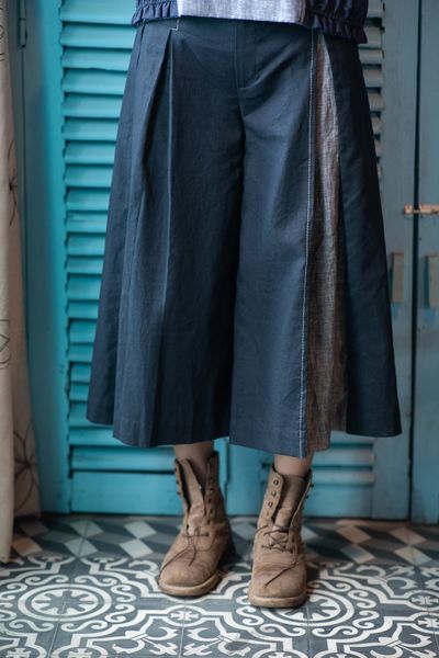 QUẦN LỬNG LINEN 3 LY XẾP - NAVY