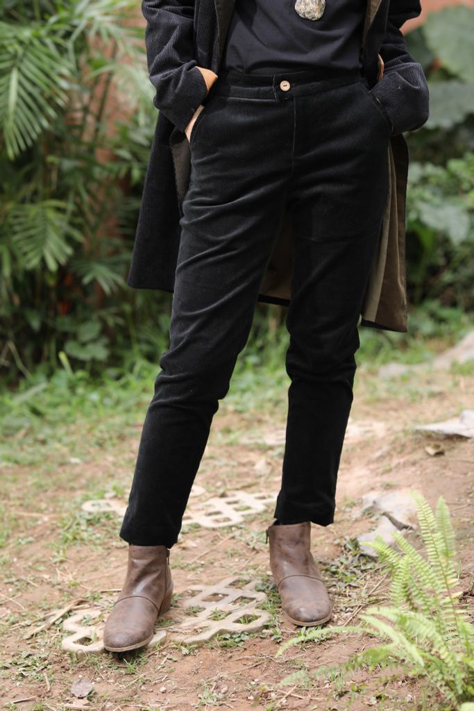 QUẦN NHUNG ỐNG NHỎ BASIC ĐEN