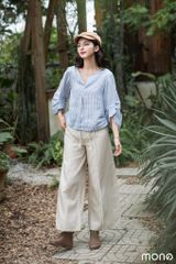 Áo linen cổ V tay xếp