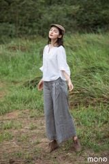 Áo linen cổ V tay xếp