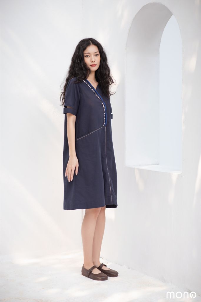 Váy linen cổ tim eva