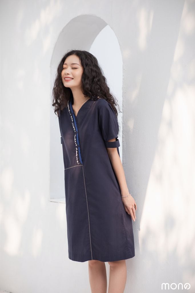 Váy linen cổ tim eva