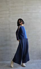 Quần ống rộng lưng chun Navy