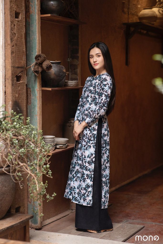 Áo dài cổ tròn KNIT