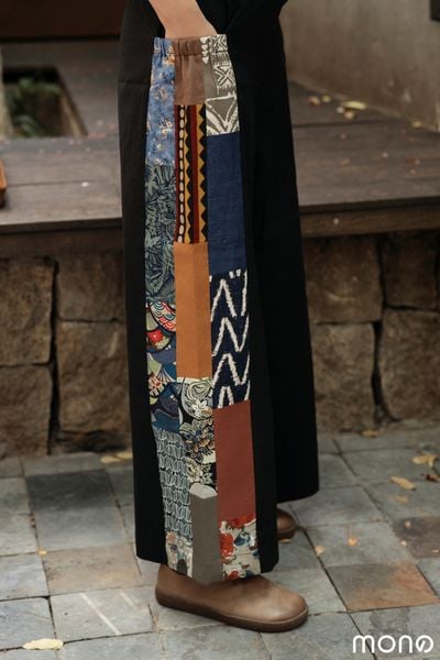 Quần suông can chắp - Đen