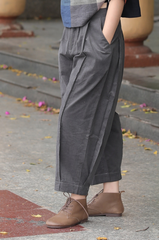 Quần nhung bom xếp ly - Ghi