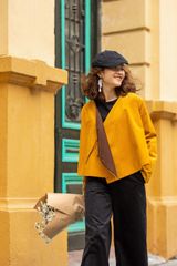 QUẦN NHUNG SUÔNG XẺ GẤU -  ĐEN