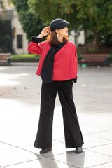 QUẦN NHUNG SUÔNG XẺ GẤU -  ĐEN