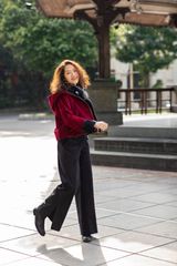 QUẦN NHUNG SUÔNG XẺ GẤU -  ĐEN