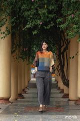 Quần nhung bom xếp ly - Ghi