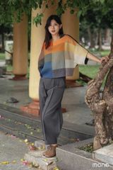 Quần nhung bom xếp ly - Ghi