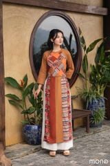 Áo dài linen DANON - Cam