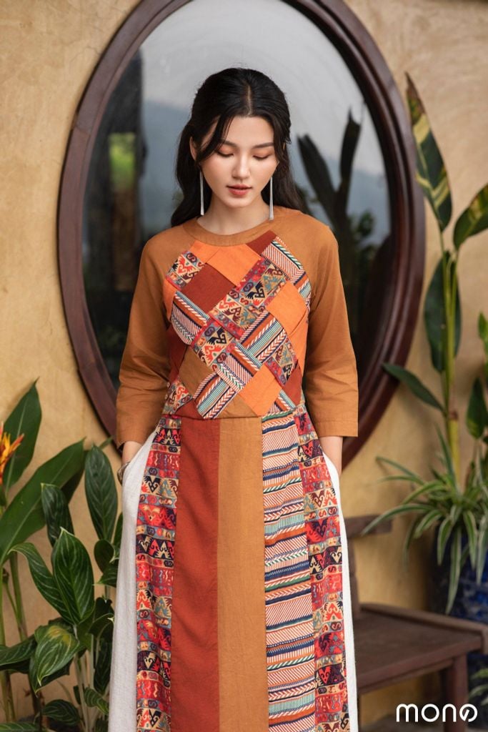 Áo dài linen DANON - Cam
