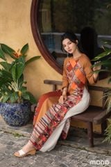 Áo dài linen DANON - Cam