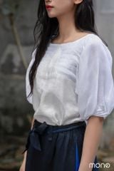 Áo kiểu tay lỡ xếp ly cổ