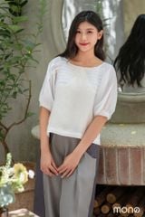 Áo kiểu tay lỡ xếp ly cổ