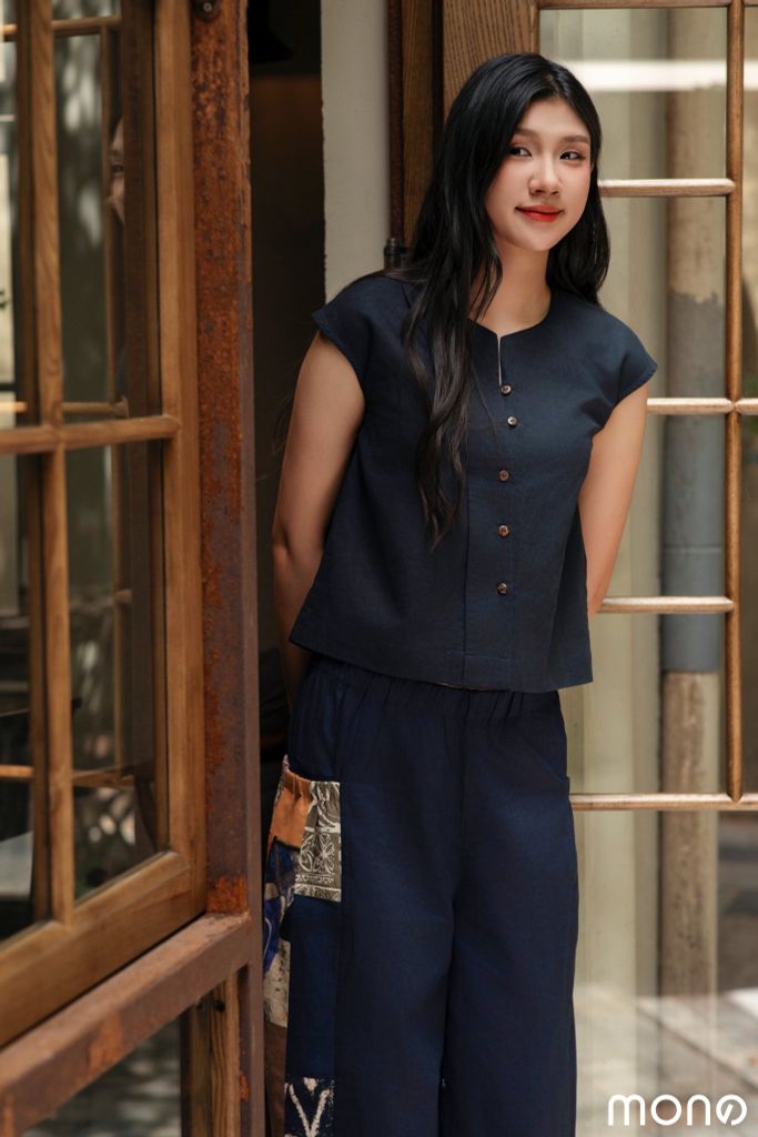 Quần suông can chắp - Navy
