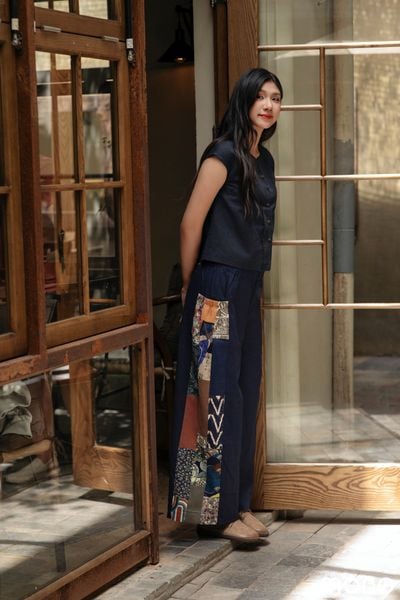 Quần suông can chắp - Navy