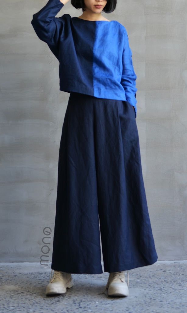 Quần ống rộng lưng chun Navy