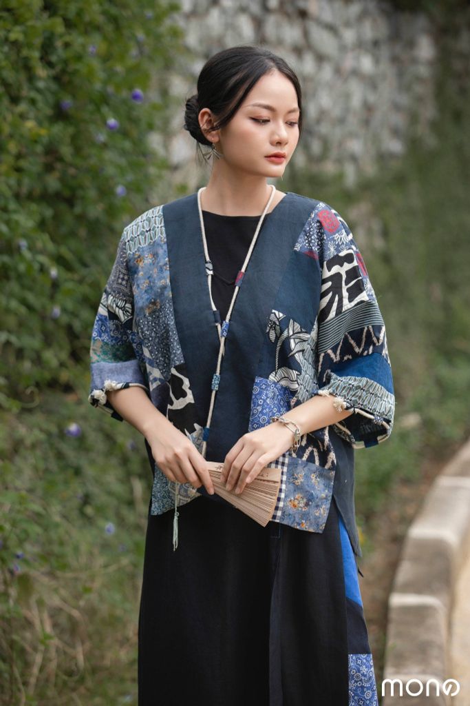 Kimono MOCA can chắp - Navy