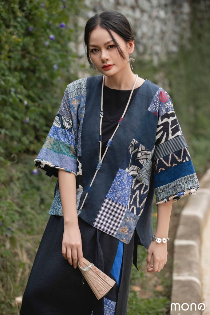 Kimono MOCA can chắp - Navy