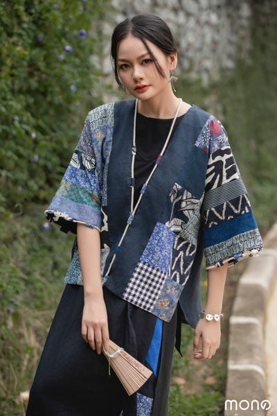 Kimono MOCA can chắp - Navy