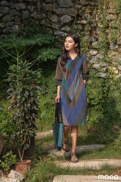 Váy nhung dáng bom HERY - Rêu