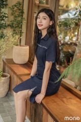 Váy sơ mi đan ngực - Navy