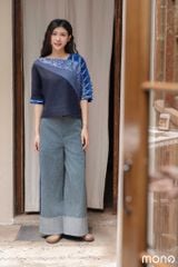 Áo kiểu nữ đan chéo vai - Navy