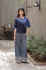 Áo kiểu nữ đan chéo vai - Navy