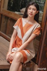 Váy linen cộc tay can chéo