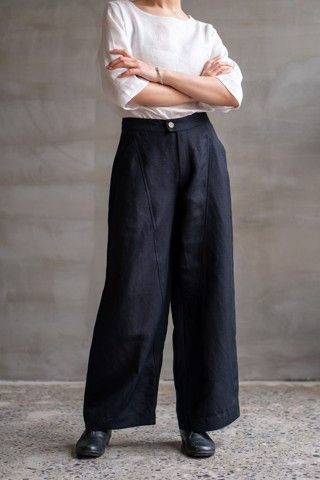 QUẦN SUÔNG BASIC LINEN ĐEN