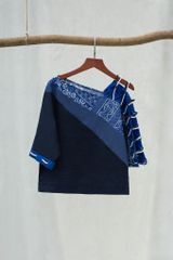Áo kiểu nữ đan chéo vai - Navy