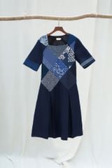 Váy midi cổ vuông can ngực - Navy