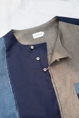 Áo nam cộc tay can dọc - Navy
