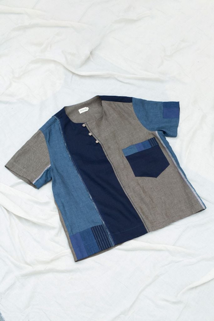 Áo nam cộc tay can dọc - Navy
