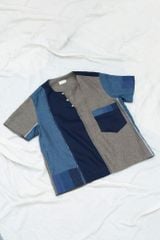 Áo nam cộc tay can dọc - Navy