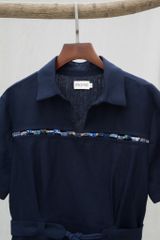 Váy sơ mi đan ngực - Navy