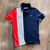 Polo LCST sọc 3 màu chữ lacoste