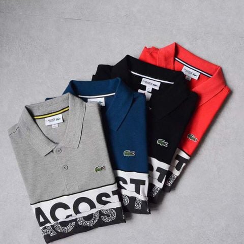 Polo Lacoste Sport vạch chữ đen