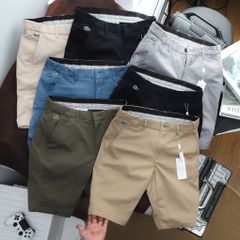 Quần ngố kaki Lacoste trơn cá xanh