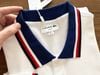 Polo Lacoste viền kẻ đỏ xanh trắng - Trắng